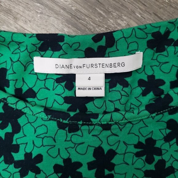 Diane Von Furstenburg Faux Wrap Dress Sz 4 Green - Picture 4 of 7